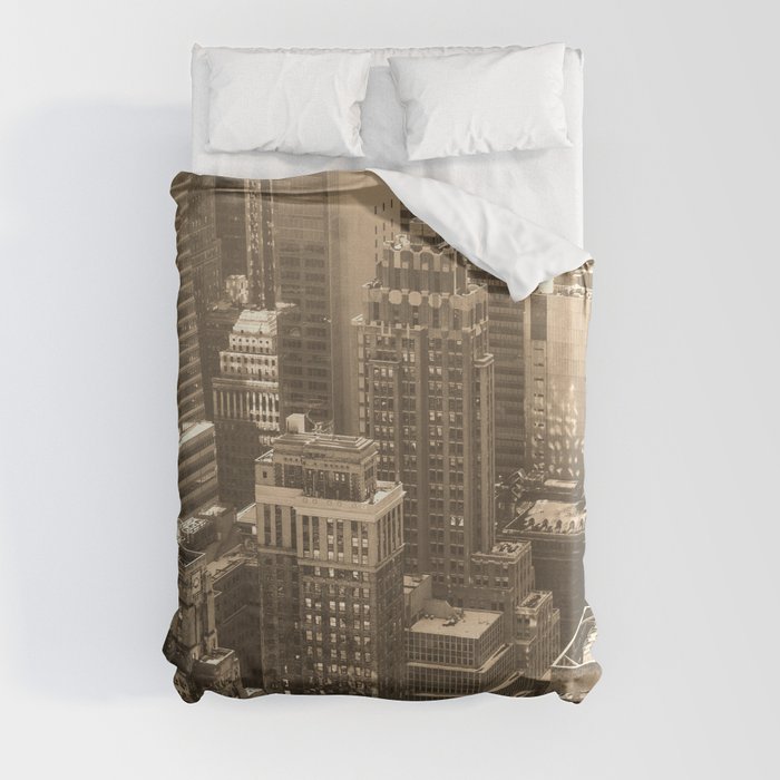 New York City Sepia  Duvet Cover