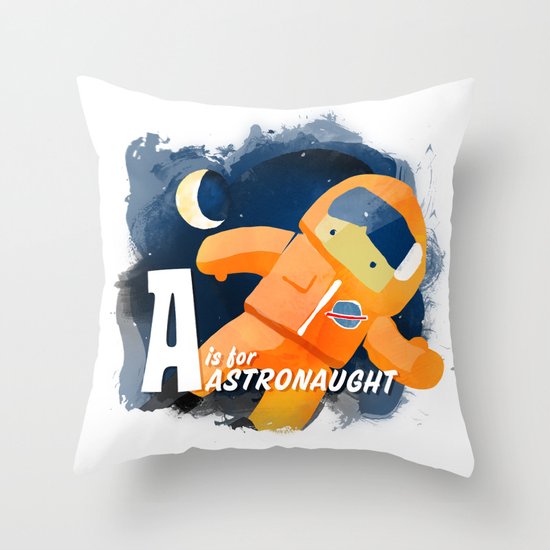 A is for Astronaut Throw Pillow