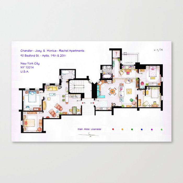 Friends Apartments Floorplan Canvas Print By Nikneuk Society6 Friends Apartments Floorplan Canvas Print