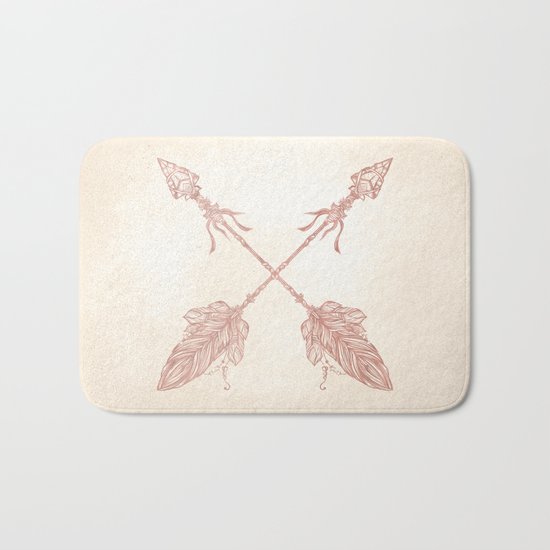 Tribal Arrows Rose Gold on Paper Bath Mat