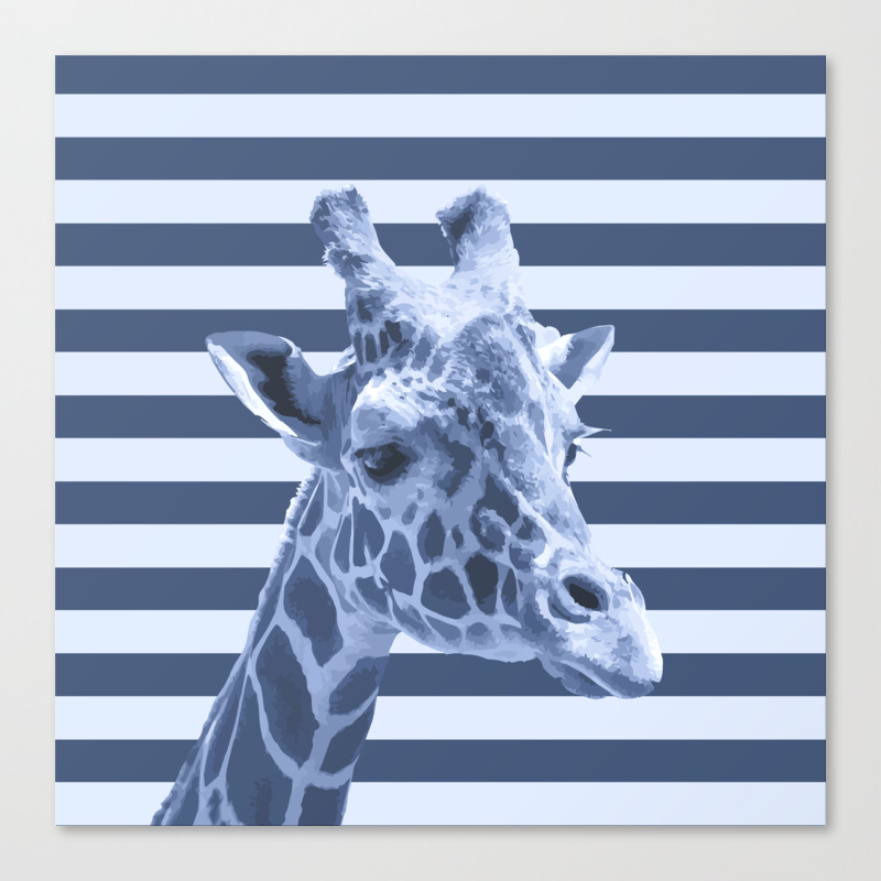 Animals & Stripes] Blue giraffe Canvas Print by Printables Passions |  Society6