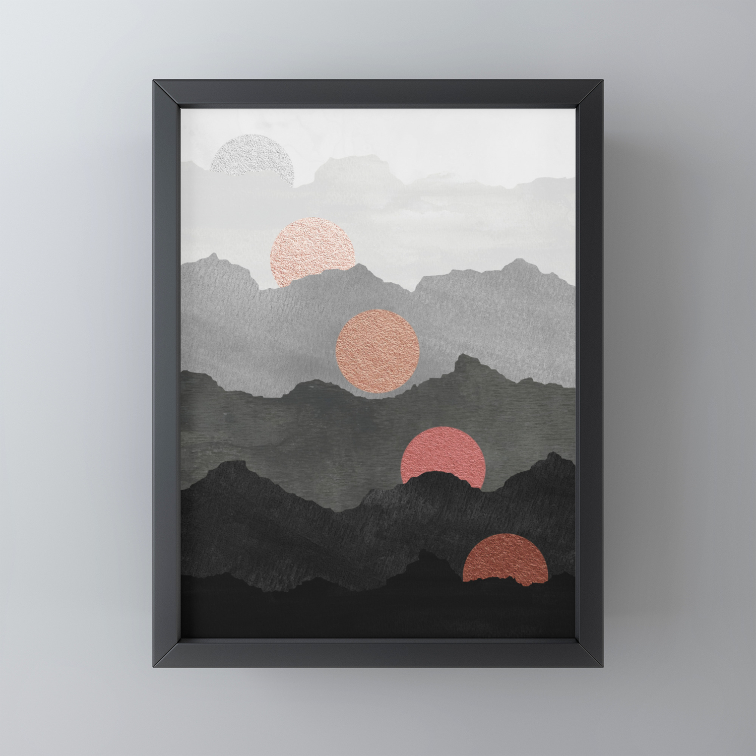 Mountains And The Moon Black Silver Copper Gold Rose