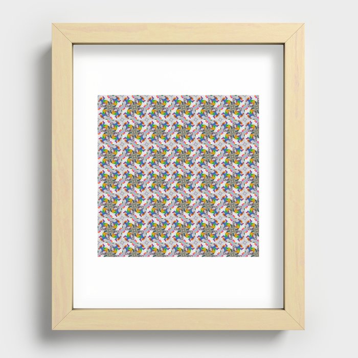  Colorful Rider and Horse Pop Y2K Pinwheel Pattern Recessed Framed Print