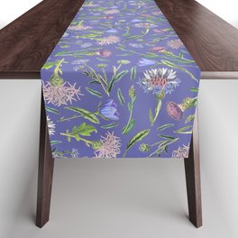 Cornflower, Thistle and Veri Peri Meadow floral pattern   Table Runner
