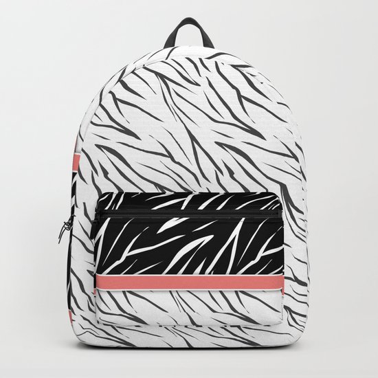 Black and white tiger pattern with pink bow. Backpack