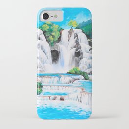 Waterfall Blue Lagoon Painting iPhone Case