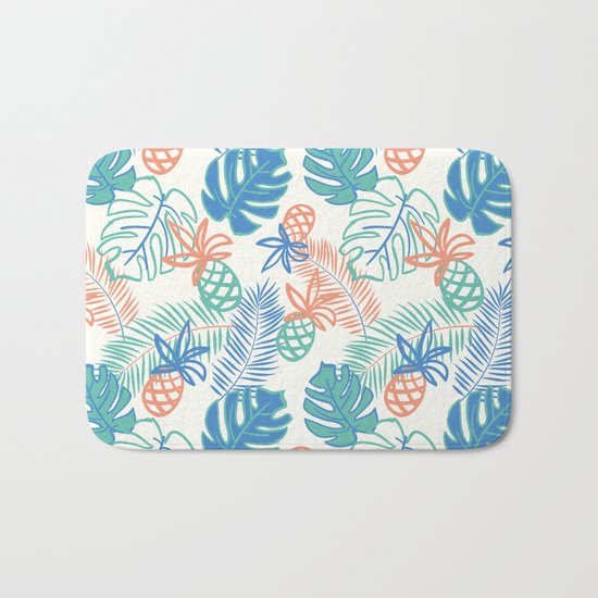 Pineapple pattern. Tropical foliage Bath Mat