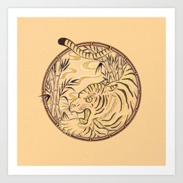Year of Tiger Art Print | Gold, Colored Pencil, Stripes, Illustration, Bamboo, Silver, Oriental, Festive, Chinesenewyear, Yuystudio 