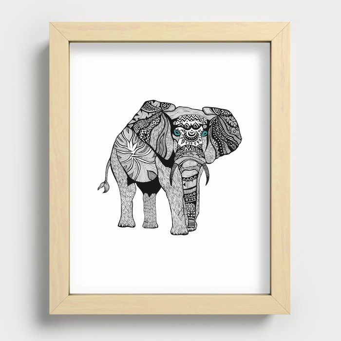Elephant of Namibia (black & white) Recessed Framed Print