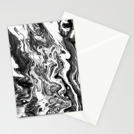 Black And White Universe Acrylic Pour Painting Stationery Cards