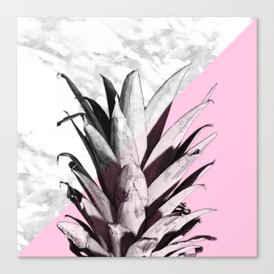 Pineapple Top Marble Pastel Pink Canvas Print