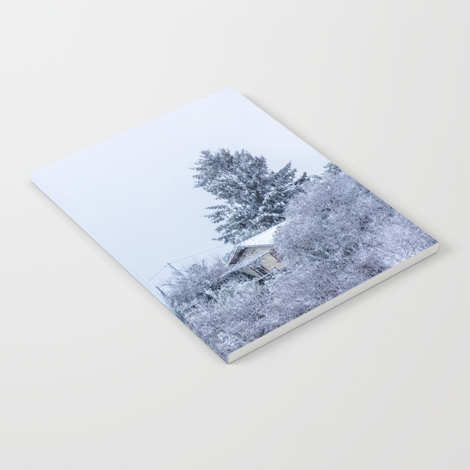 Snowy Winter Cabin In The Woods Notebook By Frozenlakemp Society6