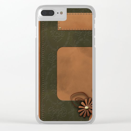 A series of "Covers for notebooks" . Brown and green leather. Clear iPhone Case