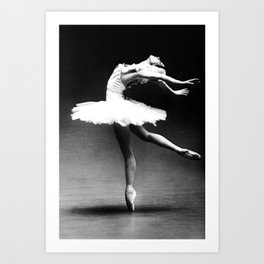 Swan Lake Ballet Magnificent Natalia Makarova black and white photograph  Art Print