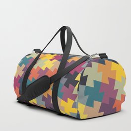 Interlocking tiles pattern in multicolor Duffle Bag