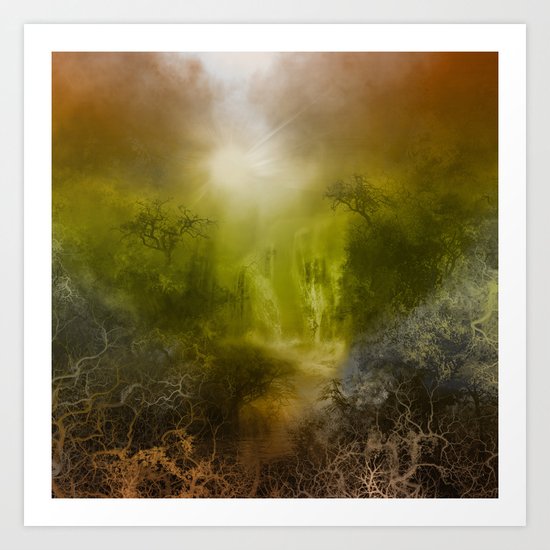 gold forest landscape Art Print