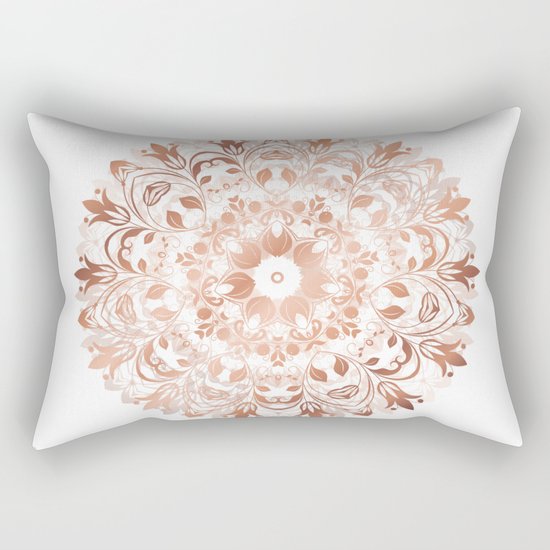 Rose Gold Floral Mandala Rectangular Pillow