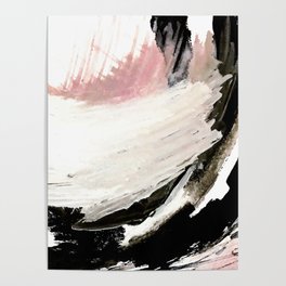 Crash: an abstract mixed media piece in black white and pink Poster