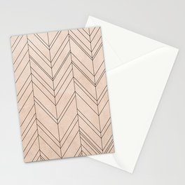 Watercolor Blush Pink And Black Zigzag Chevron Pattern Abstract Stationery Card