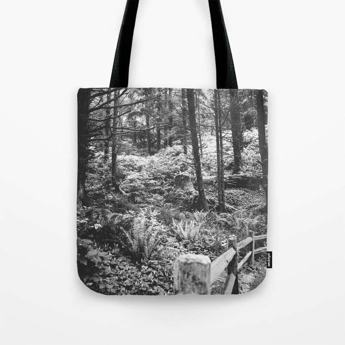 PNW Forest | Black and White Photography | Oregon Nature Tote Bag