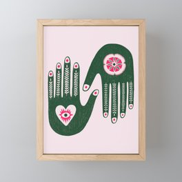 Green Hamsa Hands Framed Mini Art Print