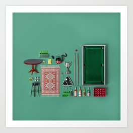Dollhouse inventory / dark green Art Print