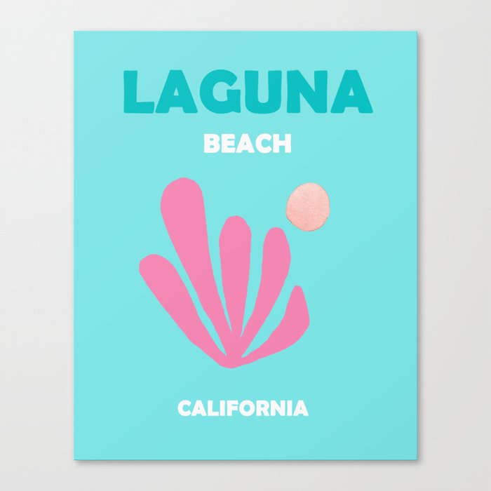Boho Preppy Travel Poster- Laguna Beach Canvas Print