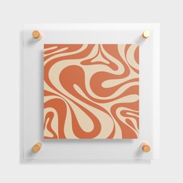 Mod Swirl Retro Abstract Pattern in Mid Mod Burnt Orange and Beige Floating Acrylic Print