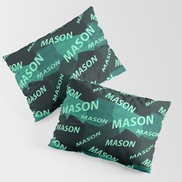 pattern with the name Mason in blue colors and watercolor texture Pillow Sham