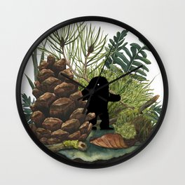Tiny Sasquatch Wall Clock | Pinecone, Fern, Monster, Forest, Painting, Environmental, Watercolor, Moss, Evergreen, Yeti 