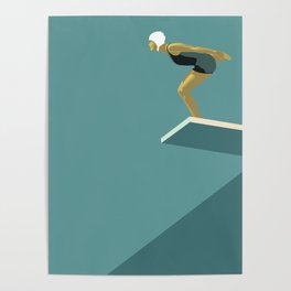 Swimming Poster | Beach Vibes | Retro Divers Poster