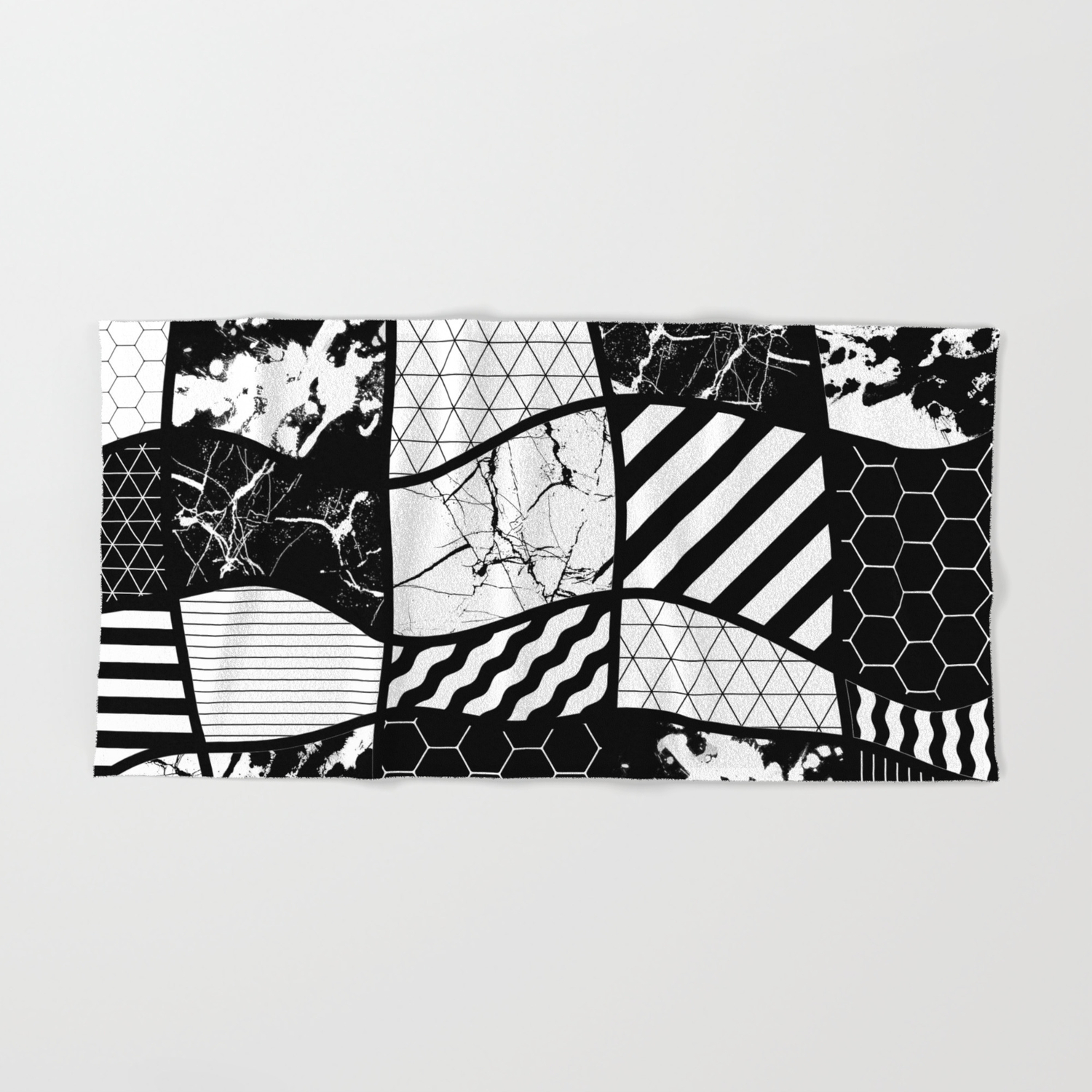 Crazy Patchwork Abstract Black And White Geometric Designs