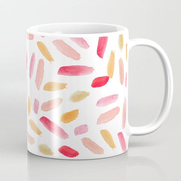 Artistic modern blush pink orange watercolor brushstrokes Coffee Mug