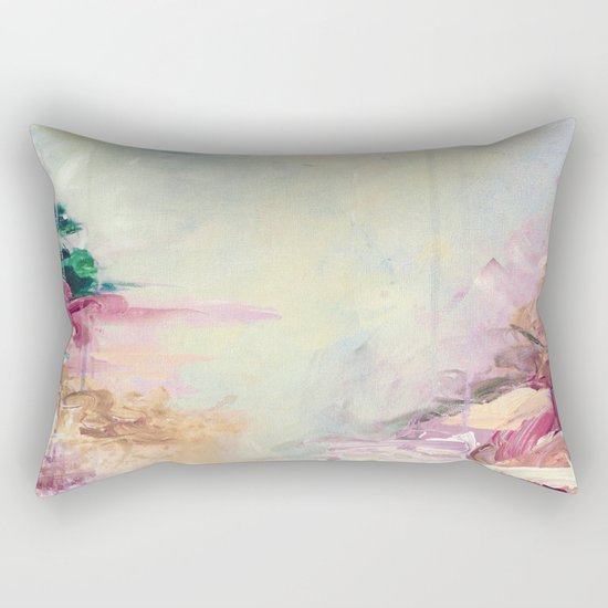 WINTER DREAMLAND 1 Colorful Pastel Aqua Marsala Burgundy Cream Nature Sea Abstract Acrylic Painting Rectangular Pillow