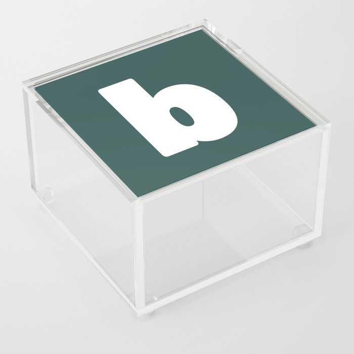b (White & Dark Green Letter) Acrylic Box