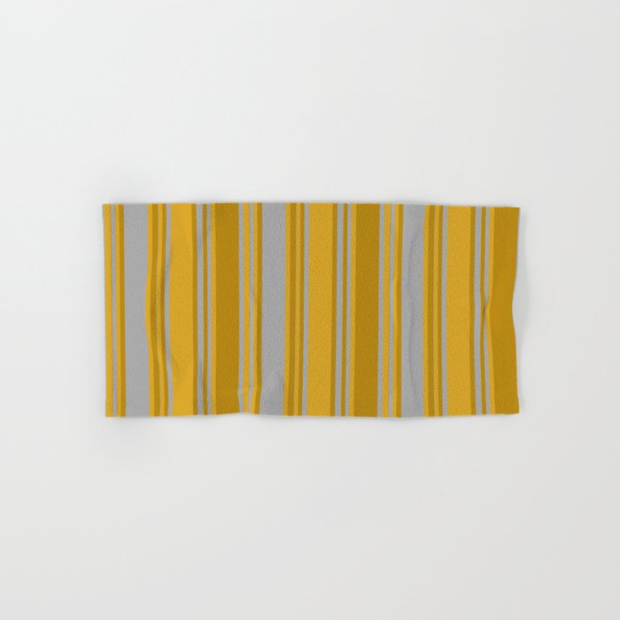 Dark Gray, Dark Goldenrod, and Goldenrod Colored Pattern of Stripes Hand & Bath Towel