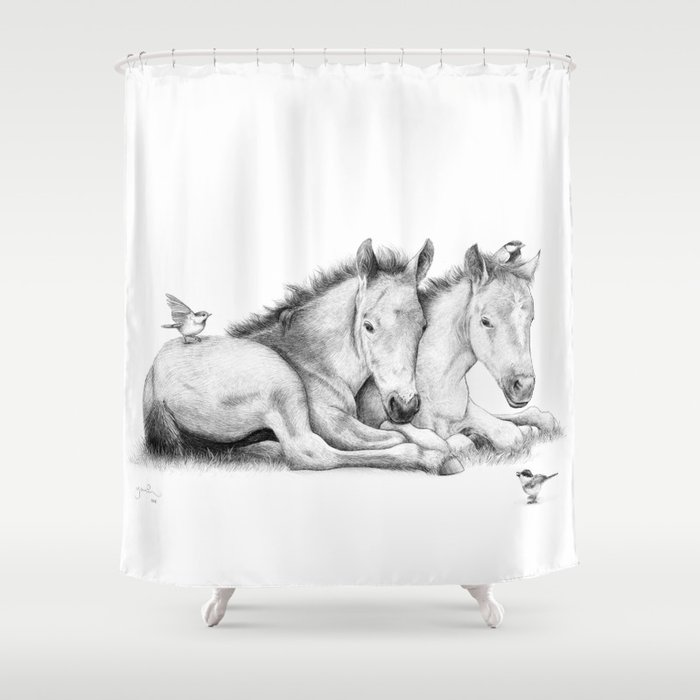 Twin Foals Shower Curtain