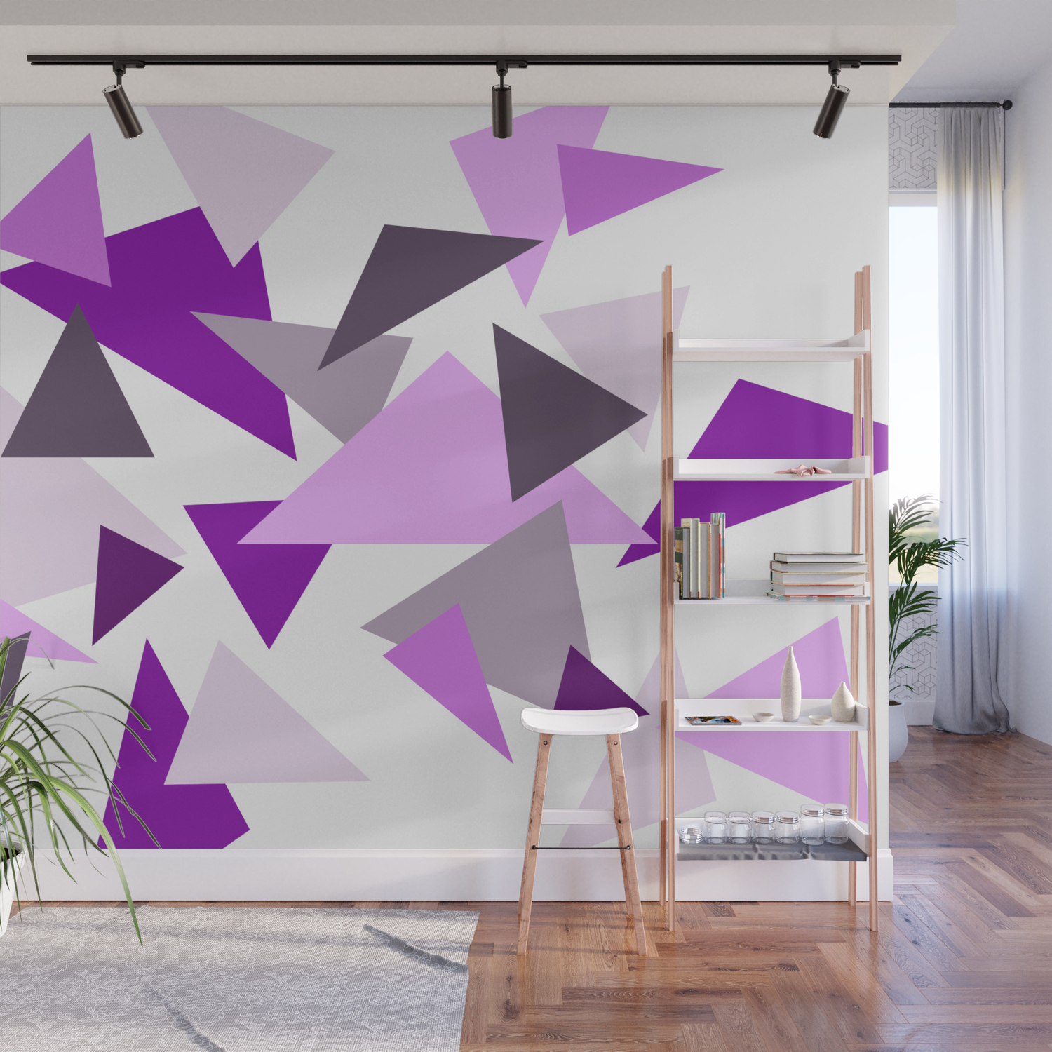 Triangel Design Purple Violet Pink Wall Mural By Move Art Society6 Gray brick wall, texture, digital art, pattern, artwork, abstract. society6