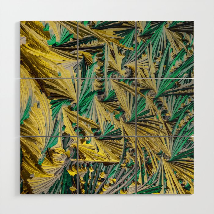 Green and yellow swirls Wood Wall Art