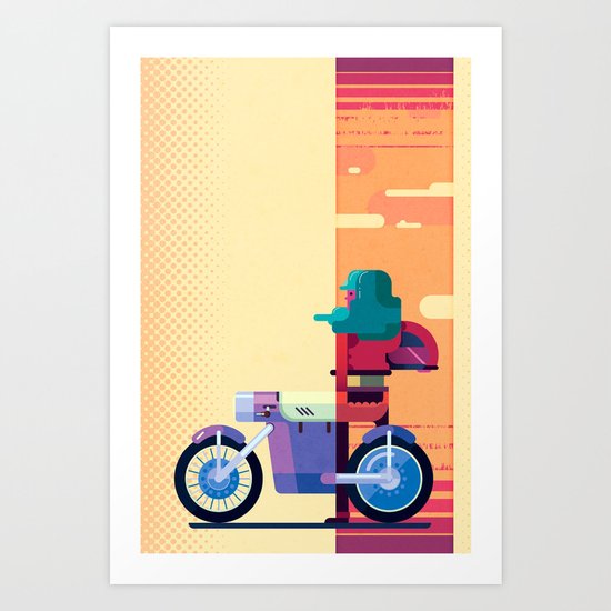Sunset Biker Art Print