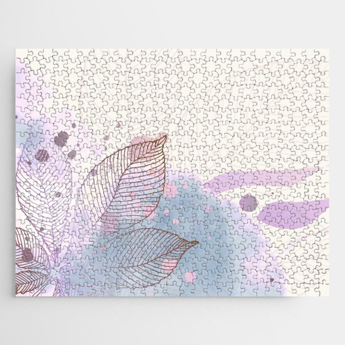 Very Peri Tropical Pattern with Aqua Jigsaw Puzzle
