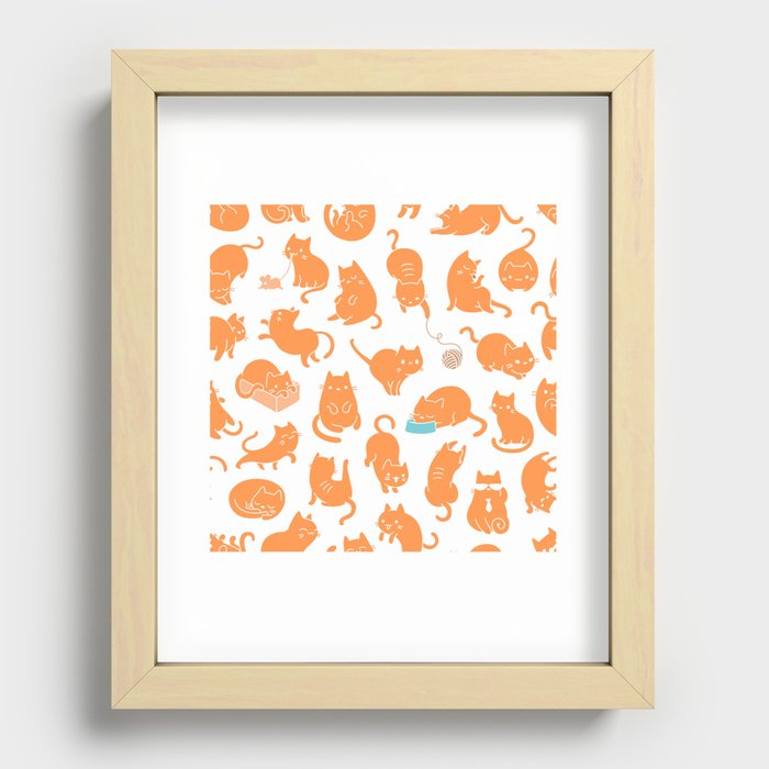 Meowers Cat Pattern Recessed Framed Print