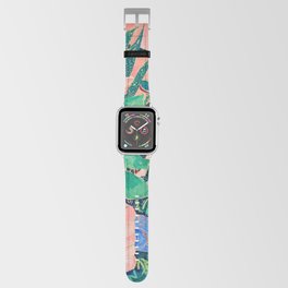 Jungle of House Plants Blush Still Life Painting with Blue Lion Figurine Apple Watch Band