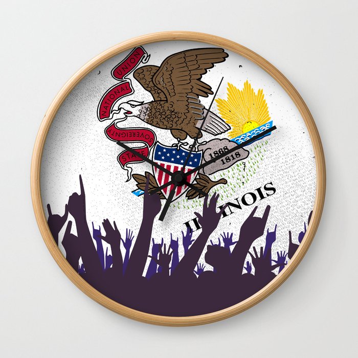 Illinoise State Flag with Audience Wall Clock