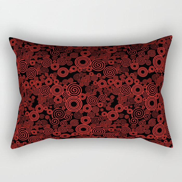 Trippy Red and Black Spiral Pattern Rectangular Pillow