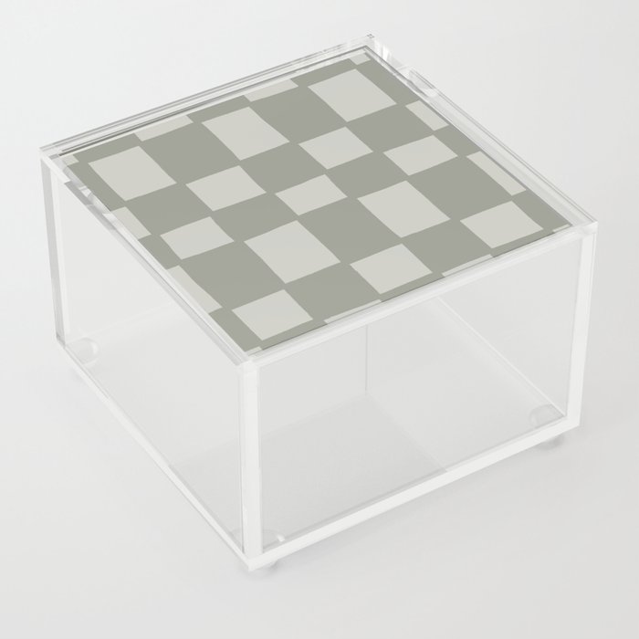 Tipsy checker in forest green Acrylic Box