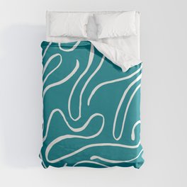 Blue Teal Squiggle Pattern Duvet Cover