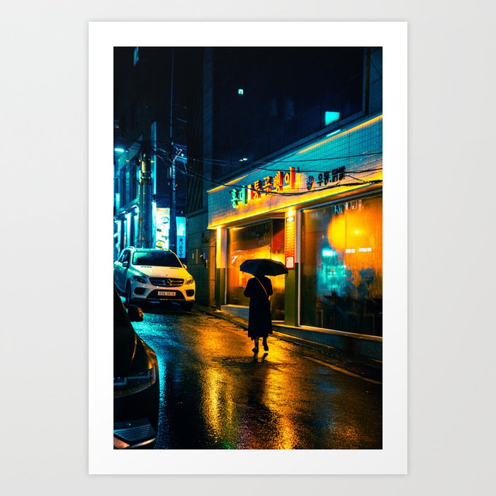 Rainy Streets of Seoul Art Print