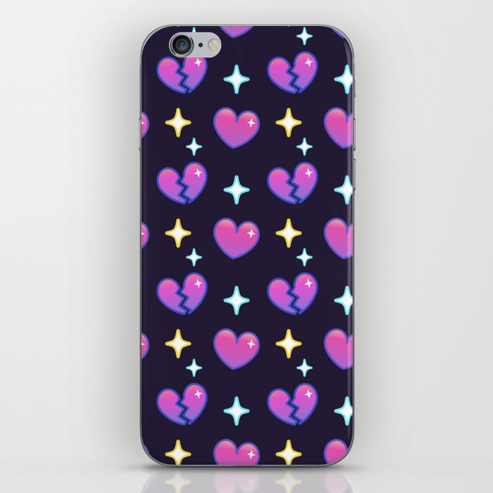 Small neon hearts iPhone Skin