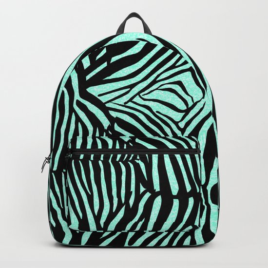 Blue & Black Glitter Zebra Print Backpack